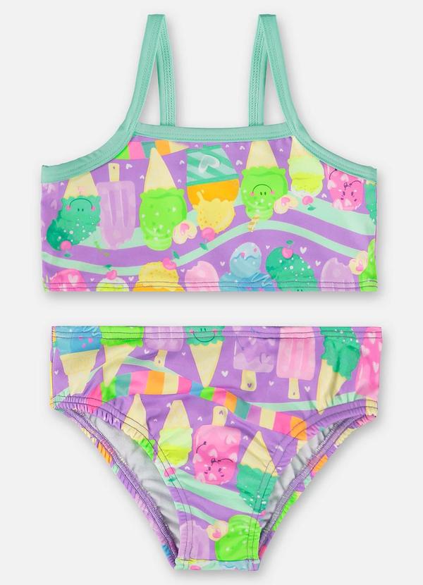 Vista 2 Biquíni Infantil Fps+50 com Forro Roxo Up Baby Up Baby