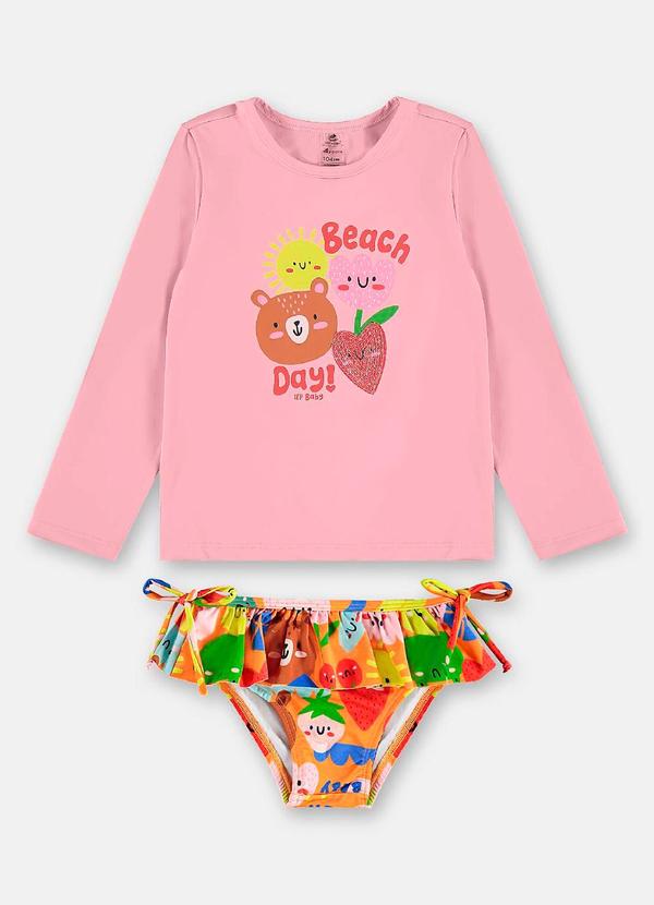 Vista 2 Biquíni Manga Longa Infantil Fps+50 Up Baby Rosa Up Baby