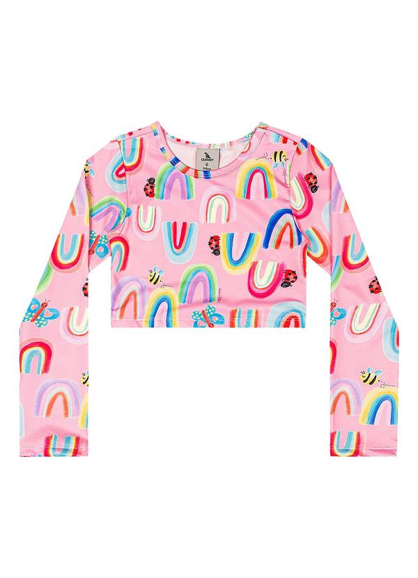 Vista 2 Biquíni Manga Longa Infantil Uv Dry Rosa Quimby Quimby