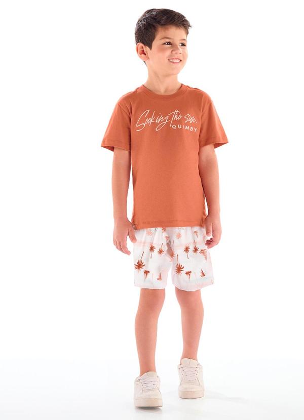 Conjunto Camiseta Bermuda Tropical Marrom