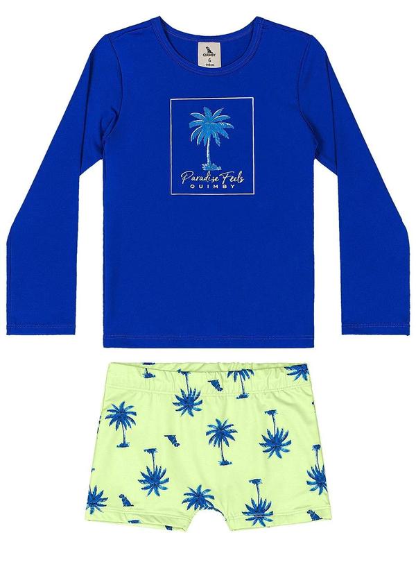 Conjunto Camiseta Uv e Sunga Boxer Azul