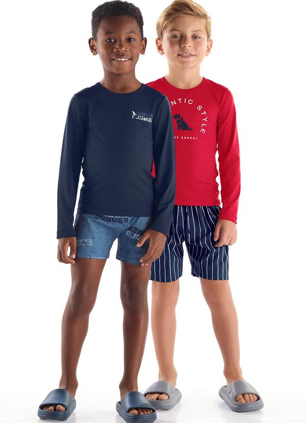 Conjunto Camiseta Uv e Sunga Boxer Azul
