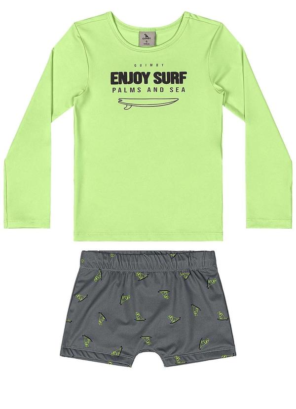 Conjunto Camiseta Uv e Sunga Boxer Verde