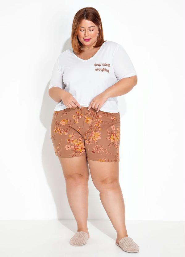 Pijama Liza Floral Marrom
