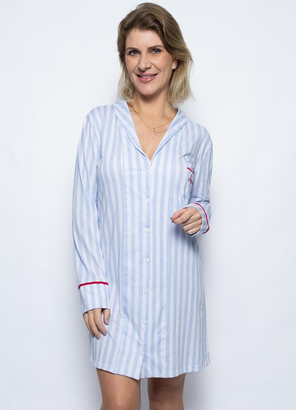 Camisola Algodão Barbara Listrado Azul