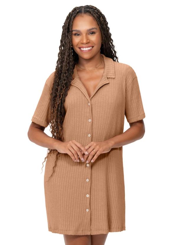Camisola Americana Feminina Manga Curta Bege
