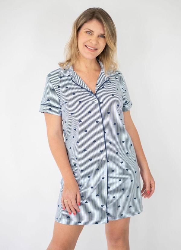 Camisola Americana Listrado Marinho Coração