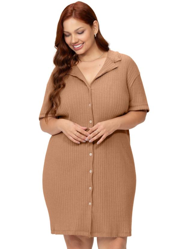 Camisola Americana Plus Feminino Manga Bege