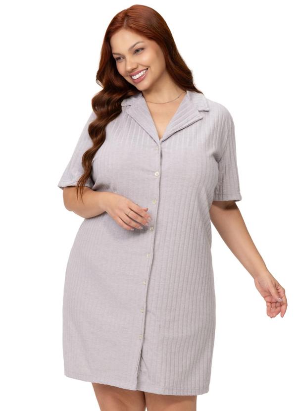 Camisola Americana Plus Feminino Manga Cinza