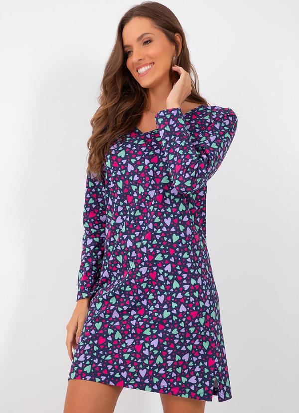 Camisola Corações Coloridos em Malha de Algodão