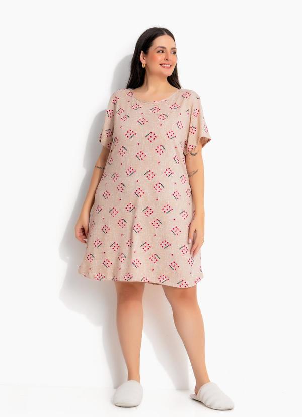 Camisola Curta Estampa de Mini Corações em Malha Suede