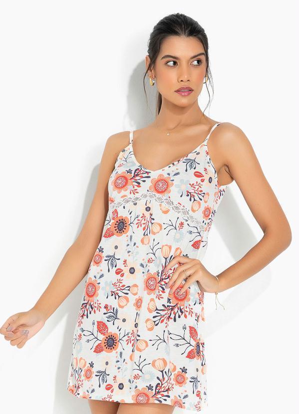 Vista 2 Camisola de Alcinha Floral Bege Alma Dolce Alma Dolce