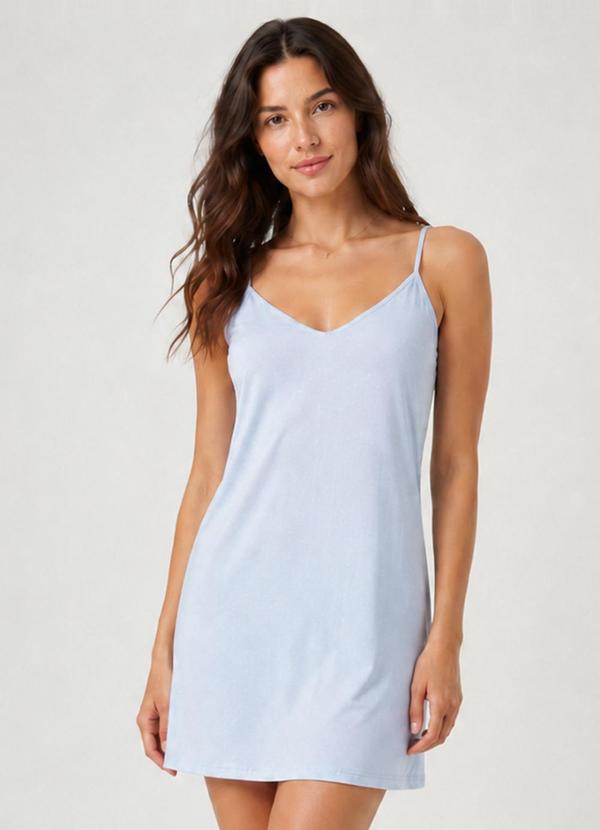 Camisola Feminina de Alça em Viscotorcion Azul