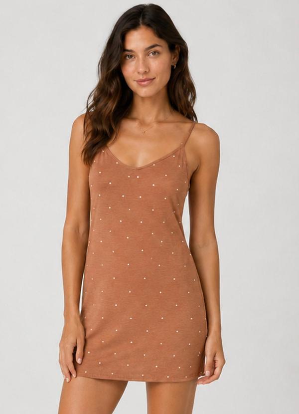 Camisola Feminina de Alça em Viscotorcion Marrom