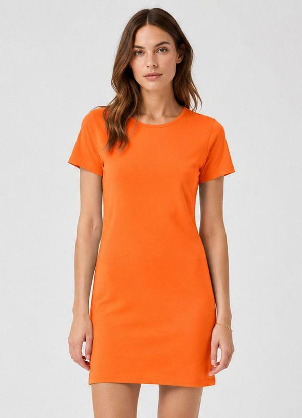 Camisola Feminina Lisa Decote Redondo Laranja