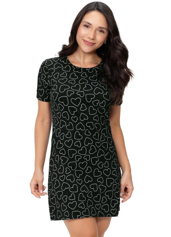 Camisola Feminina Manga Curta em Algodão Preto