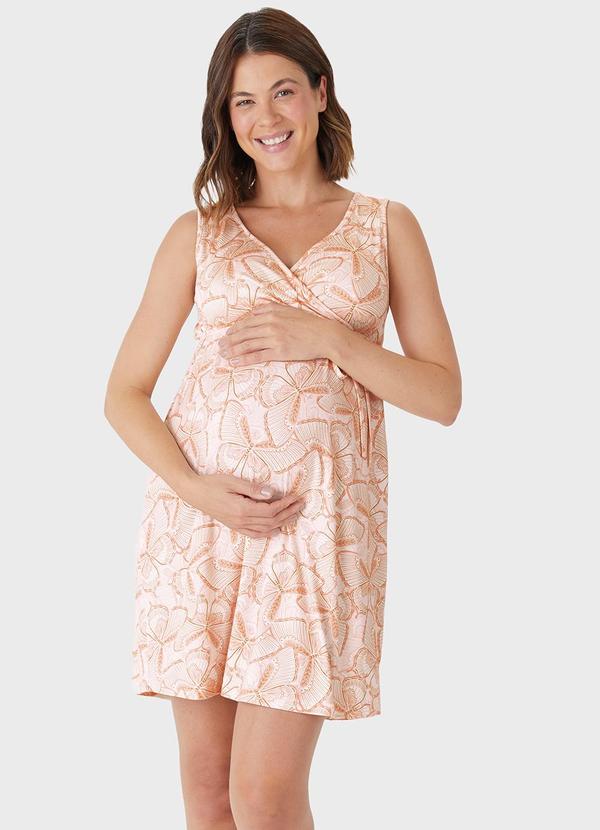 Camisola Gestante Borboletas em Malha Rosê