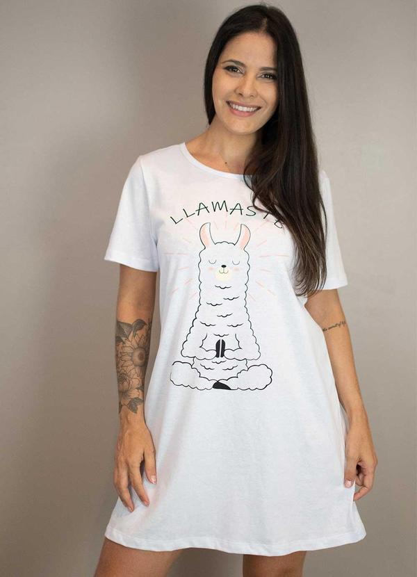 Camisola Manga Curta Algodão Lhamaste Branco