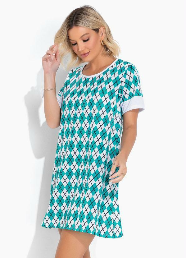 Camisola Manga Curta Verde e Branco