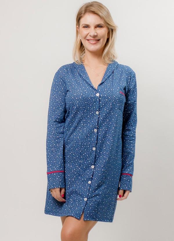 Camisola Manga Longa Algodão Azul