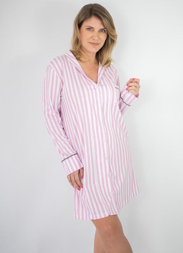Camisola Manga Longa Algodão Listrado Branco