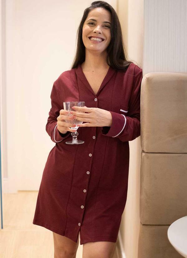 Camisola Manga Longa Algodão Vermelho