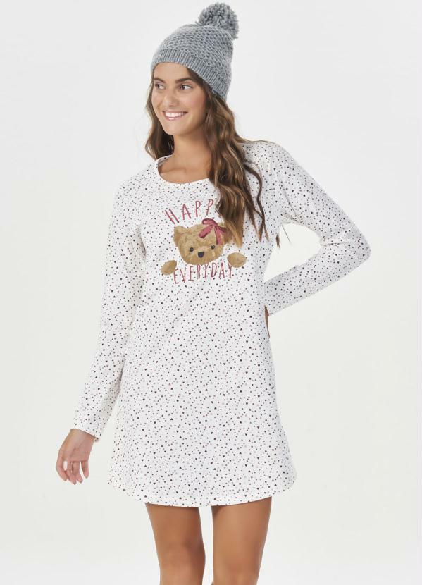 Vista 2 Camisola Manga Longa Bege Espaço Pijama Espaço Pijama