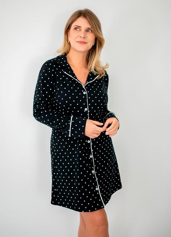 Camisola Manga Longa Fabiola Poá Preto