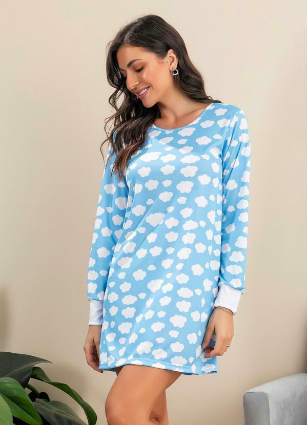 Camisola Manga Longa Nuvem Azul