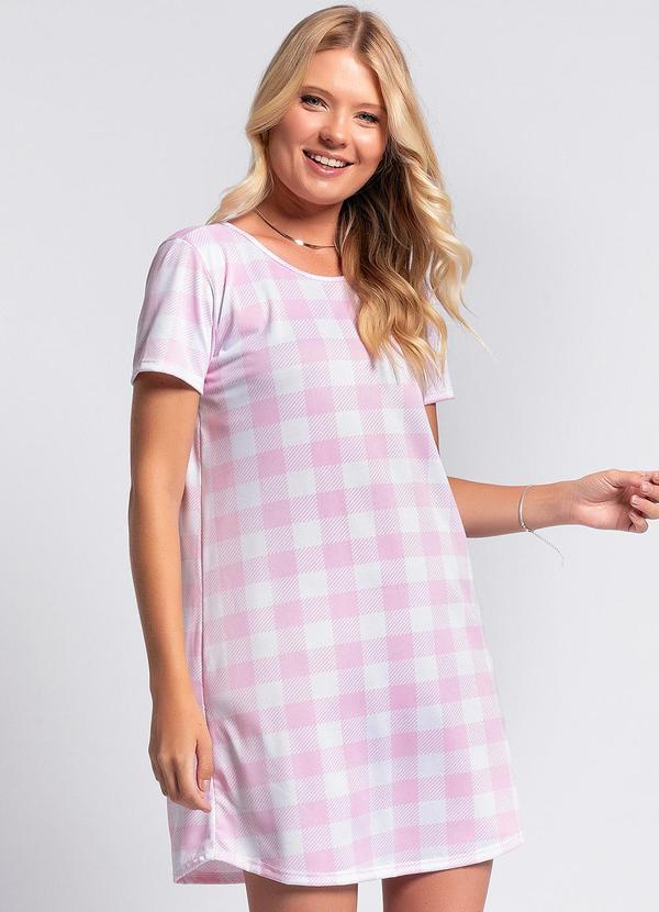 Vista 2 Camisola Vichy Rosa em Malha Colméia Alma Dolce Alma Dolce