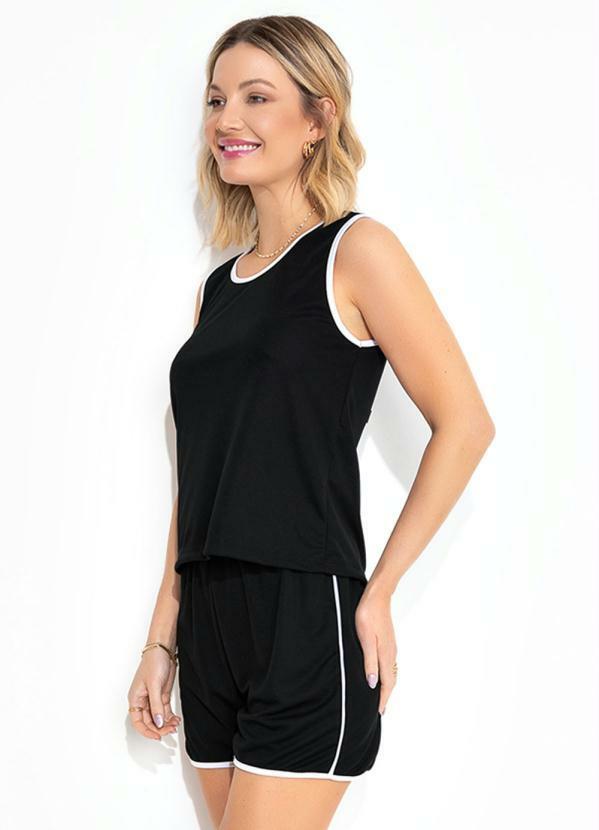 Vista 2 Pijama Preto/Branco Curto Alma Dolce Alma Dolce