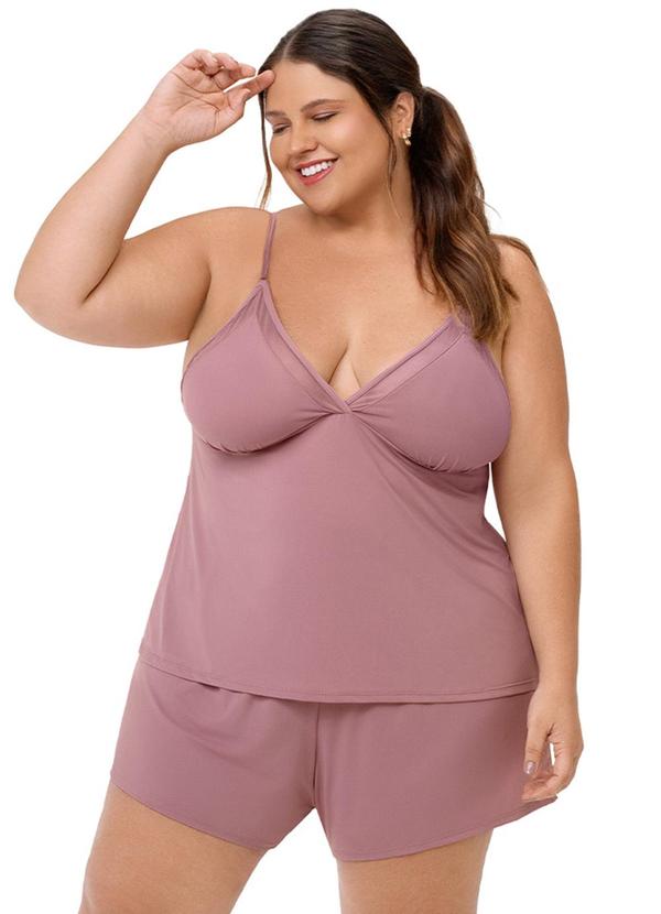 Babydoll Feminino Plus Lilás Alças Roxo