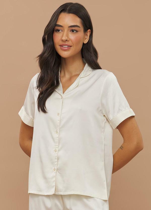 Vista 2 Camisaria Manga Curta Off-White Anna Kock Anna Kock