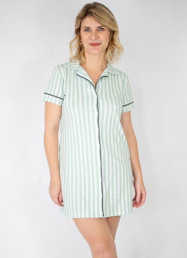 Camisola Algodão Americana Filete Listrado Verde