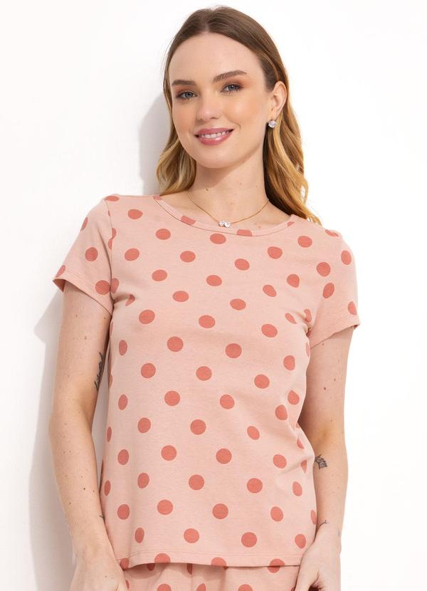 Conjunto Pijama Manga Curta Poá Rosa