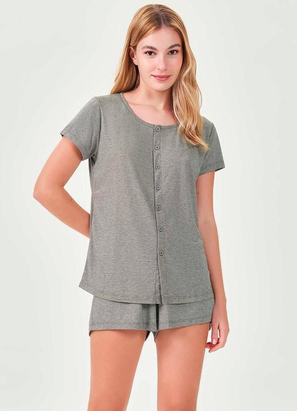 Vista 2 Pijama Americano Curto Feminino Mescla Espaço Pijama Espaço Pijama