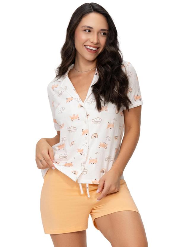 Pijama Americano em Algodão Feminino Laranja