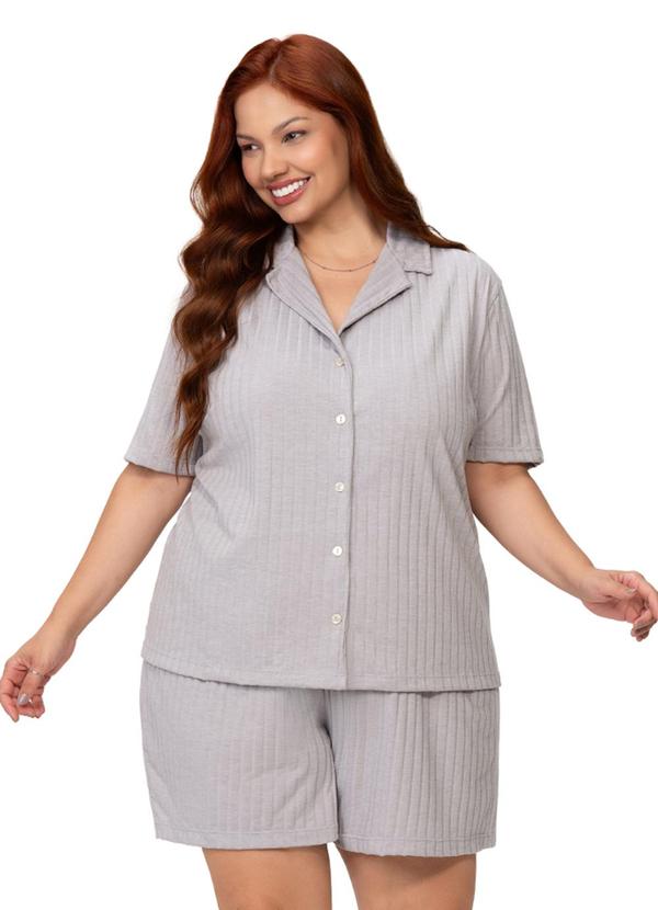 Pijama Americano Plus Feminino Curto Cinza