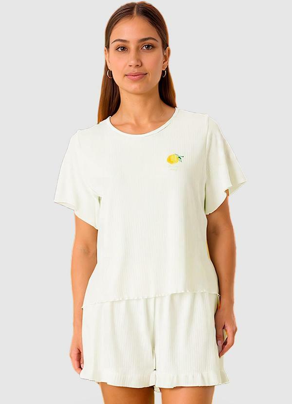 Vista 2 Pijama Canelado Lemon Off White Malwee Malwee