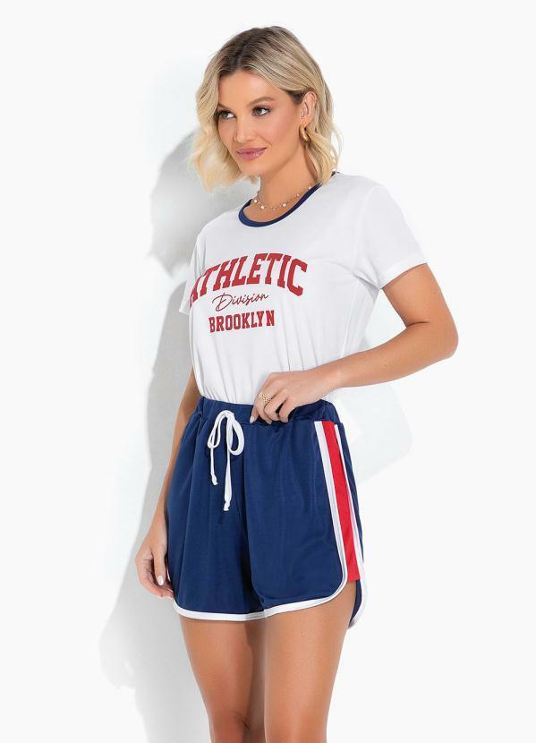 Vista 2 Pijama com Estampa Branco e Azul Marinho Alma Dolce Alma Dolce