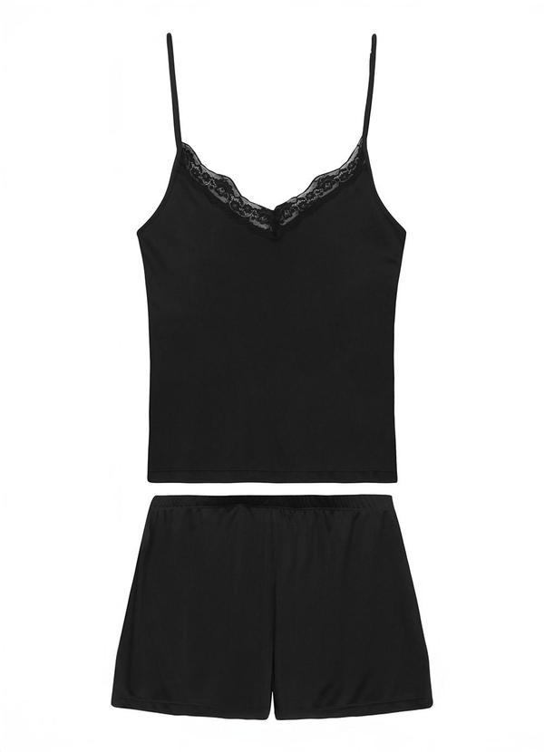 Pijama Curto com Renda Preto
