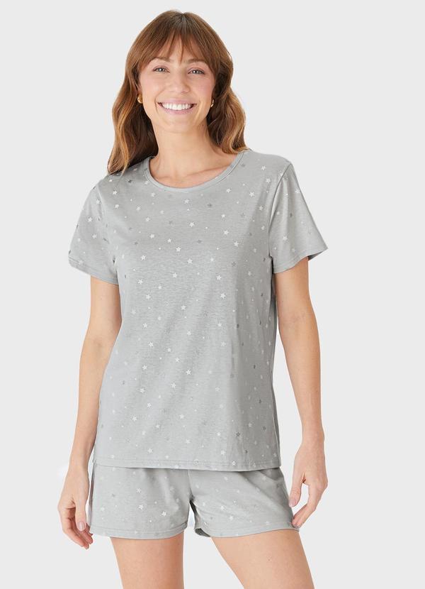 Pijama Curto Estrelas Cinza
