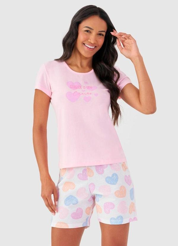 Pijama Curto Feminino Mensageira da Paz Rosa