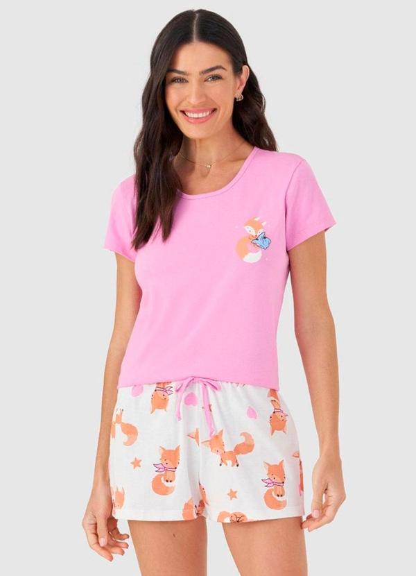 Pijama Curto Feminino Mensageira da Paz Rosa