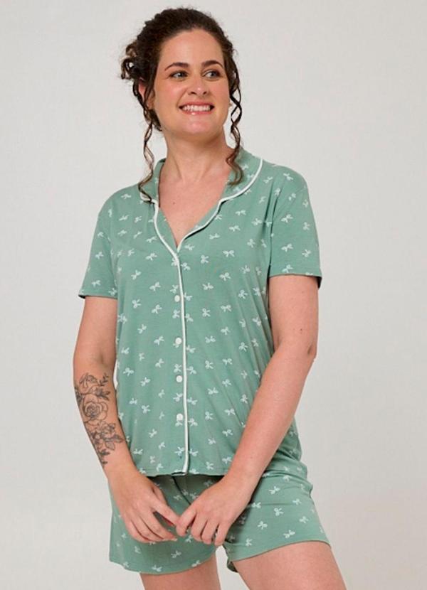 Pijama Curto Feminino Viscolycra Verde