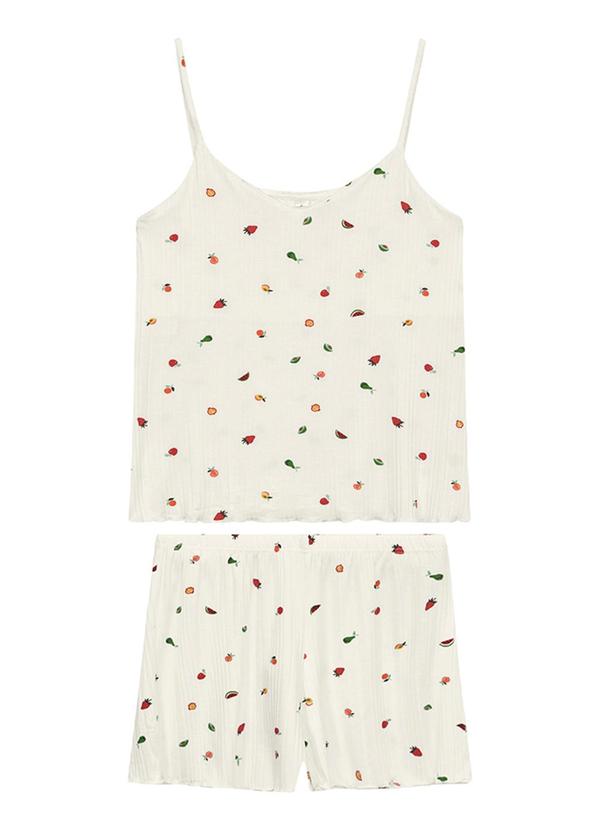 Pijama Curto Frutinhas Off White