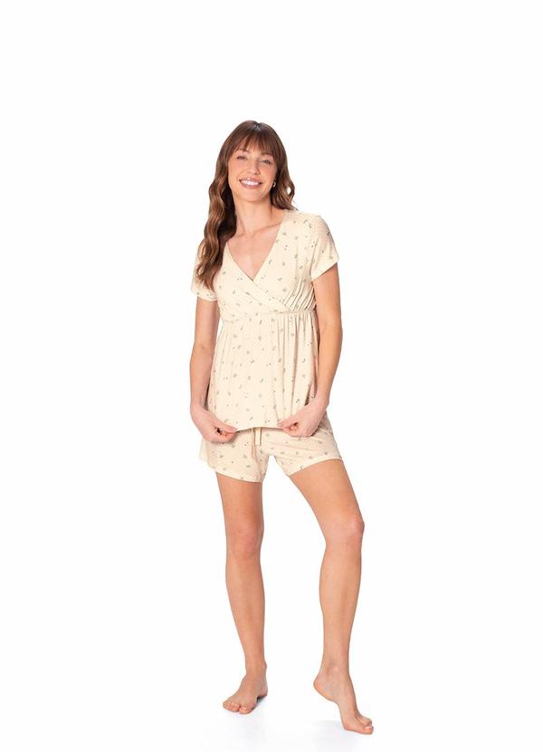 Pijama Curto Maternidade Off White