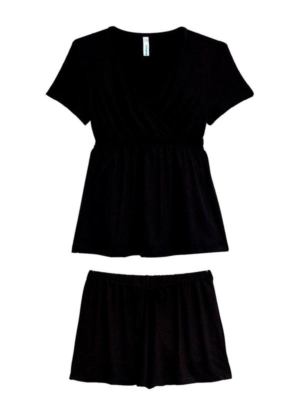Pijama Curto Maternidade Preto