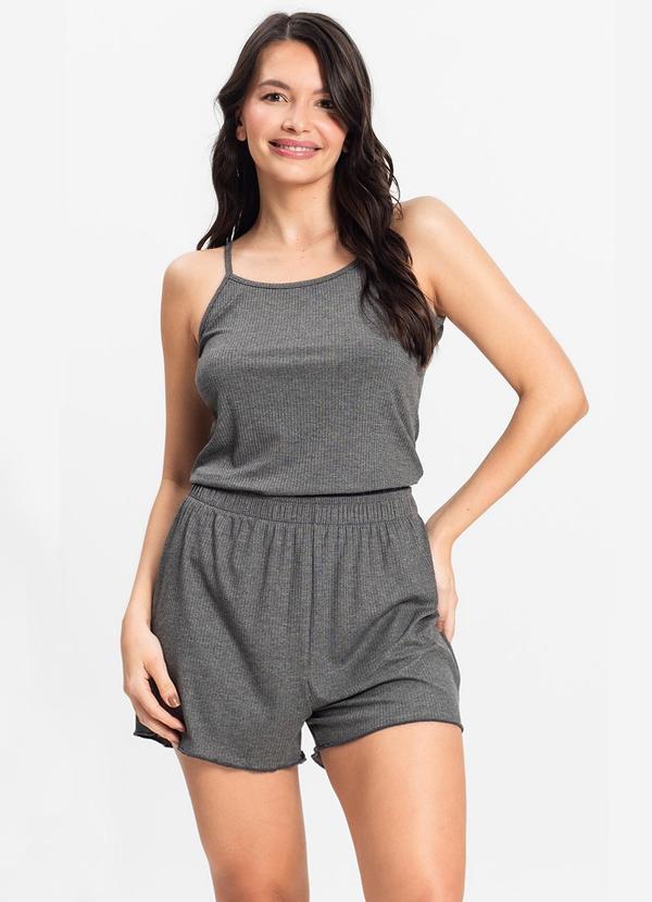 Vista 2 Pijama de Alça Feminino Cinza Select Select