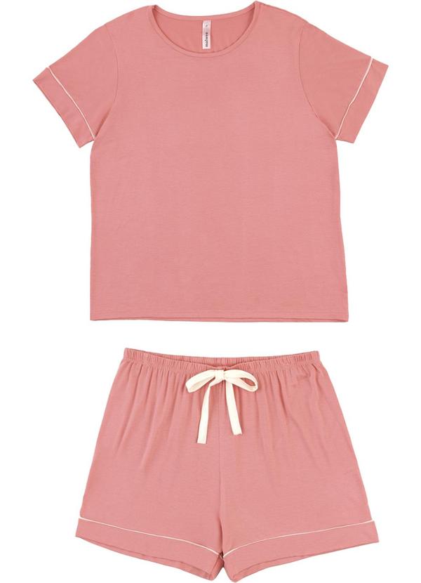 Pijama em Malha Essence com Laço Coral